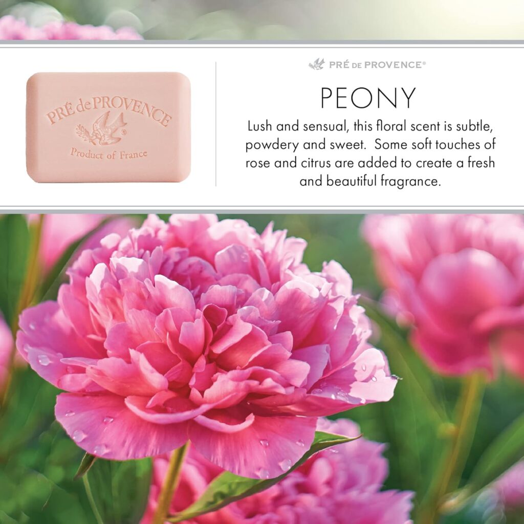 peony scented soap, peony scented pre de provone soap, quad milled peony soap